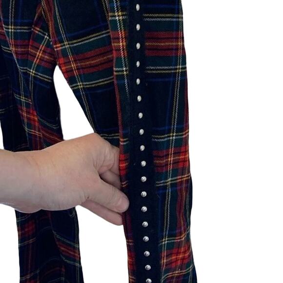 P.A.R.O.S.H plaid pants wool blend trousers studded details punk look Sz L - Picture 4 of 6